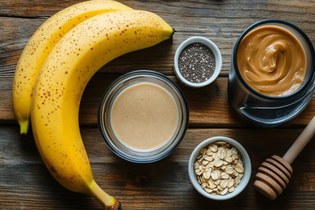 Ingredients for Peanut Butter Banana Power Smoothie