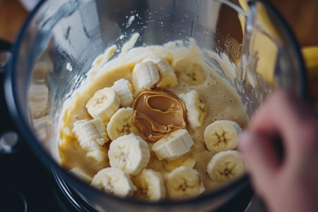 Blending a Peanut Butter Banana Power Smoothie